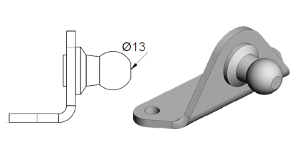 Technical drawing - Endfitting - Brackets ball Technical drawing - Endfitting - Brackets ball